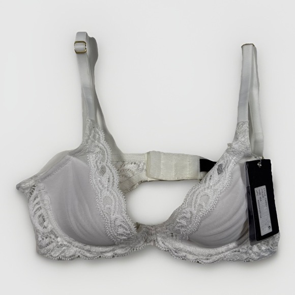 NWT $68 Natori Feathers Plunge T-Shirt Bra 32A Underwire White NEW - Picture 1 of 16